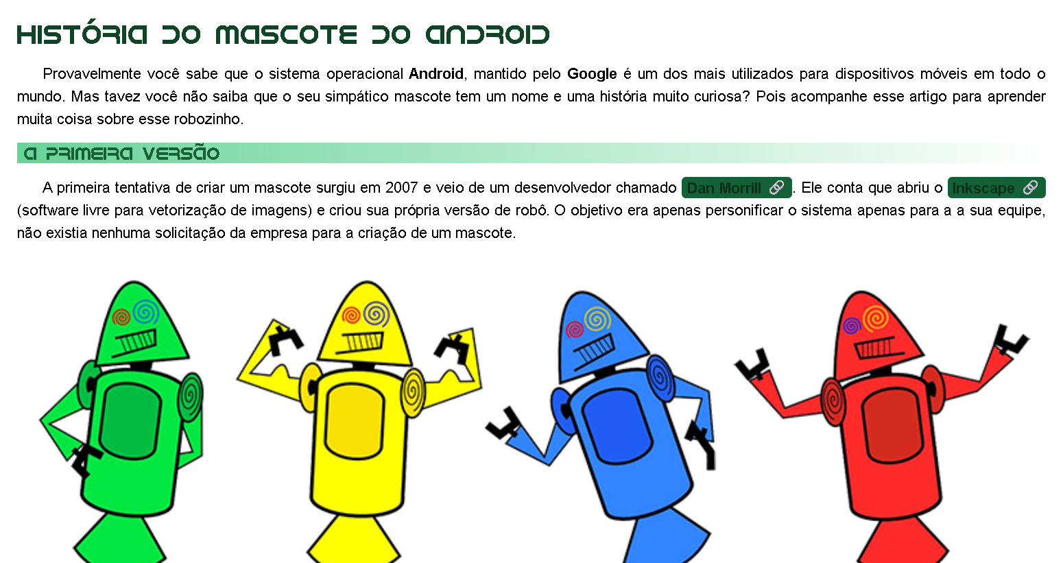 História dos Android