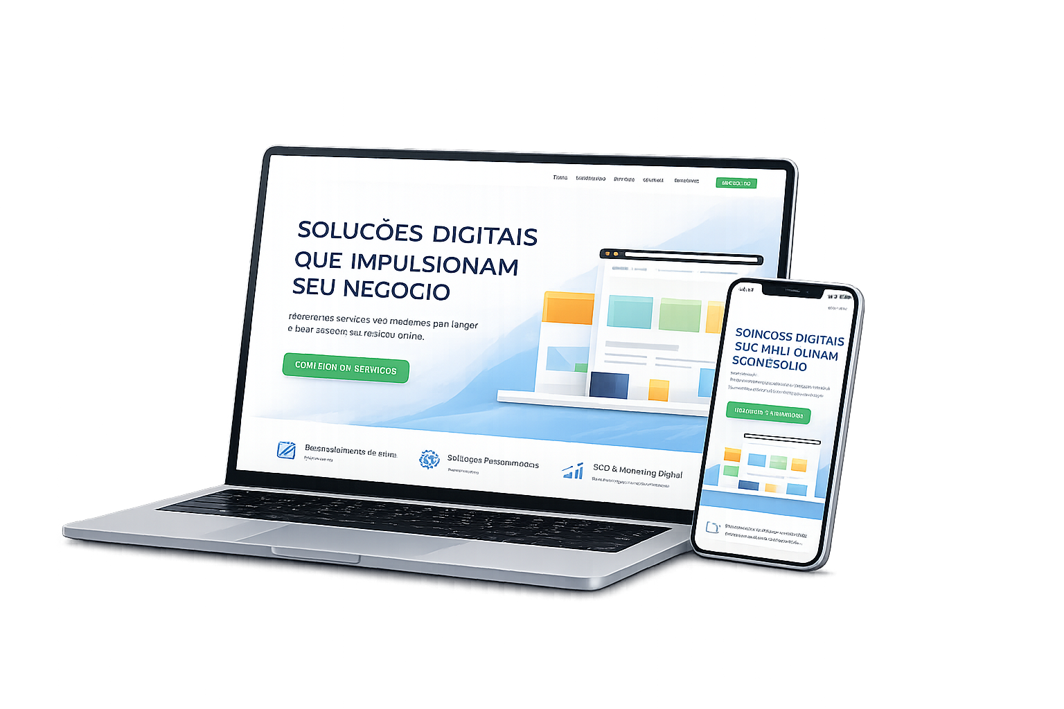 Site profissional em notebook